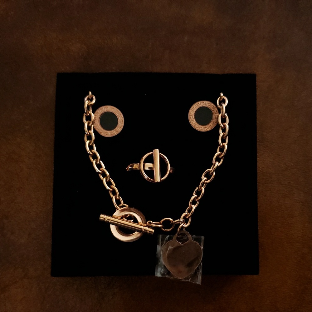Rose Gold Jewelry Set Charm Necklace size 7